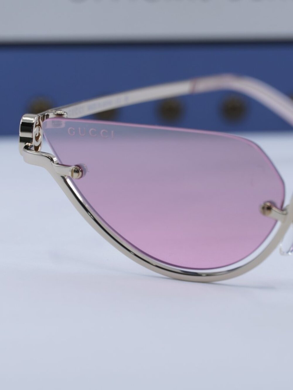 Gucci GG1603S 003 Cat Eye Sunglasses - Gold/Mirrored Violet - Picture 3 of 15